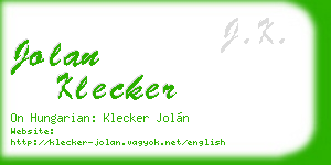 jolan klecker business card
